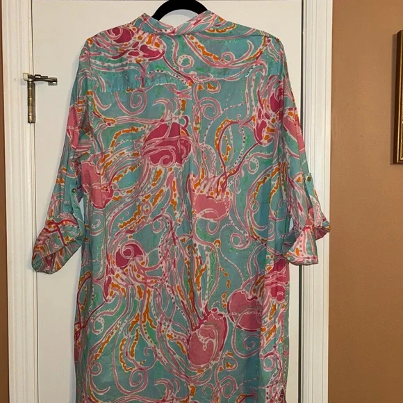 Lilly Pulitzer Captiva Tunic Shirt Dress 100% Cotton “Jellies Be Jammin’” - Picture 6 of 6